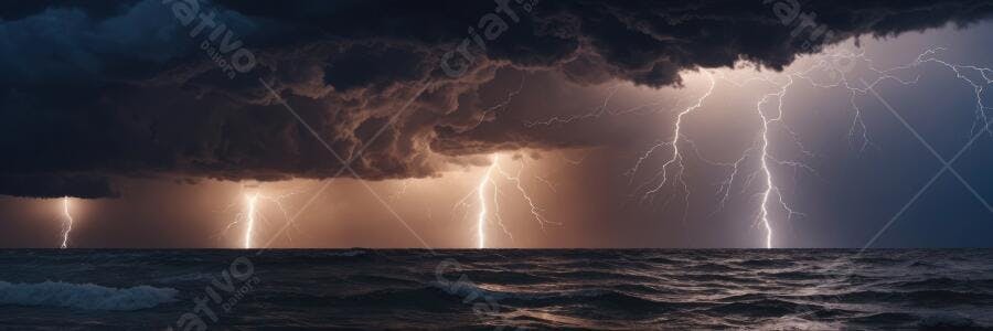 Foto Raios Tempestade Mar Aberto Nuvens Escuras