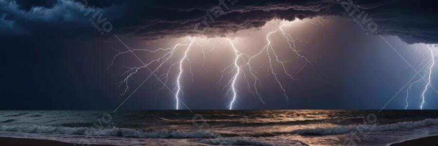 Foto Raios Tempestade Mar Aberto Céu Escuro