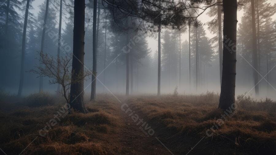 Foto Floresta Nebulosa Árvores Pinheiros Amanhecer Místico