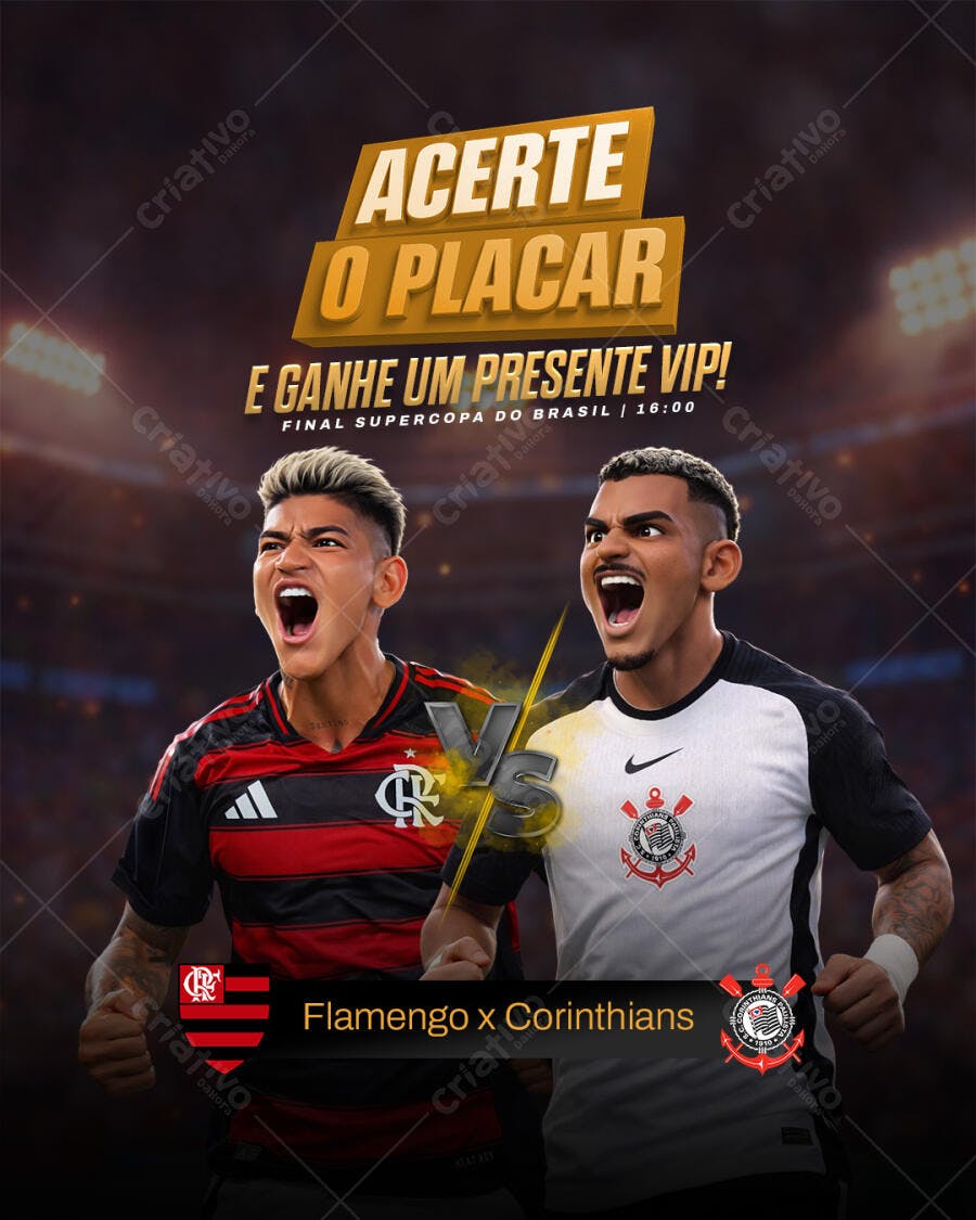 Post Instagram Jogo Futebol Flamengo Corinthians PSD Editável