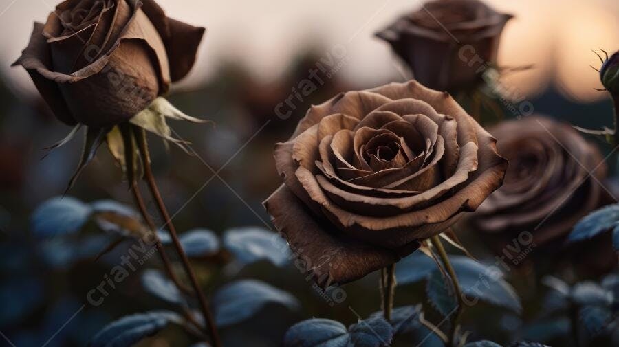 Foto Rosas Marrons Escuras Jardim Foco Seletivo