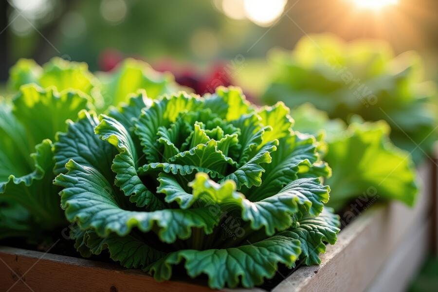 Foto Alface Crespa Verde Fresca Horta Orgânica Sol