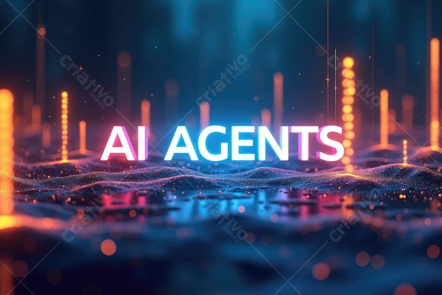 AI Agents Tecnologia Inteligência Artificial Fundo Abstrato