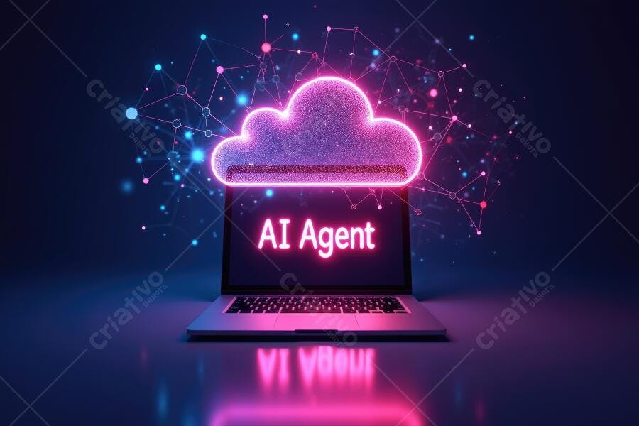 Foto Nuvem Computação AI Agent Notebook Tecnologia Digital