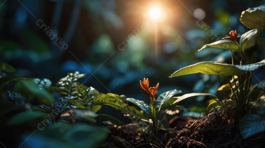 Foto Natureza Folhas Verdes Luz do Sol Dourada Floresta
