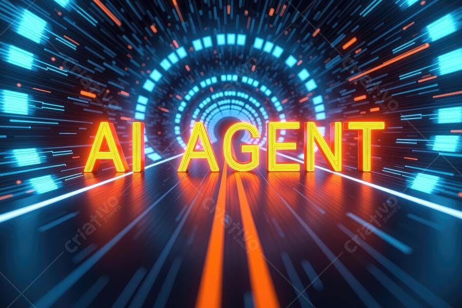 AI Agent Túnel Digital Abstrato Tecnologia Inteligência Artificial