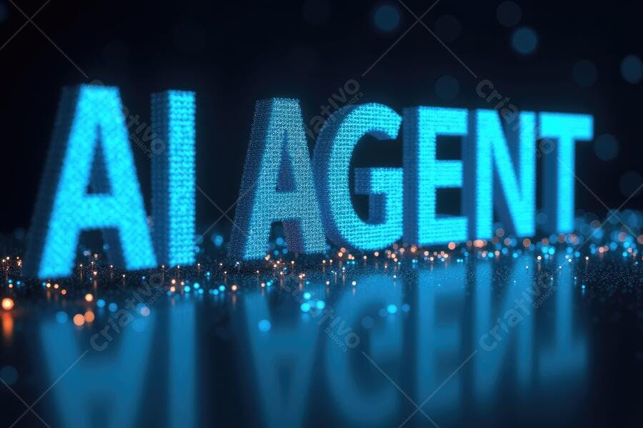 Foto 3D AI Agent Inteligência Artificial Tecnologia Futuro