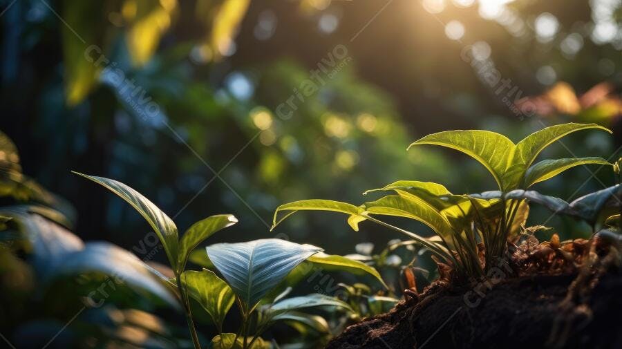 Foto Plantas Verdes Crescendo Floresta Luz Solar Natural
