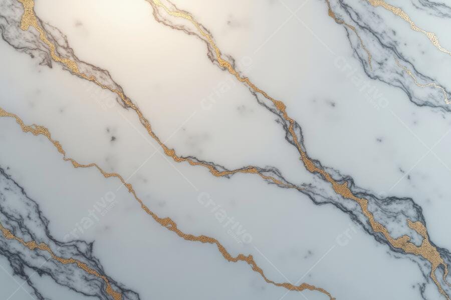 Foto Textura Mármore Branco Veios Dourados e Cinzas