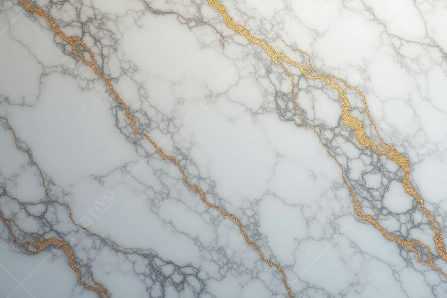 Foto Textura Mármore Branco Veios Dourados e Cinzas