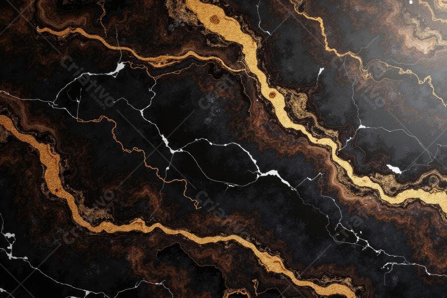 Textura Mármore Preto e Dourado Abstrato Luxo