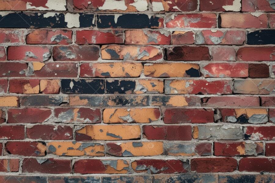 Foto Textura Parede de Tijolos Descascados Vermelhos e Pretos