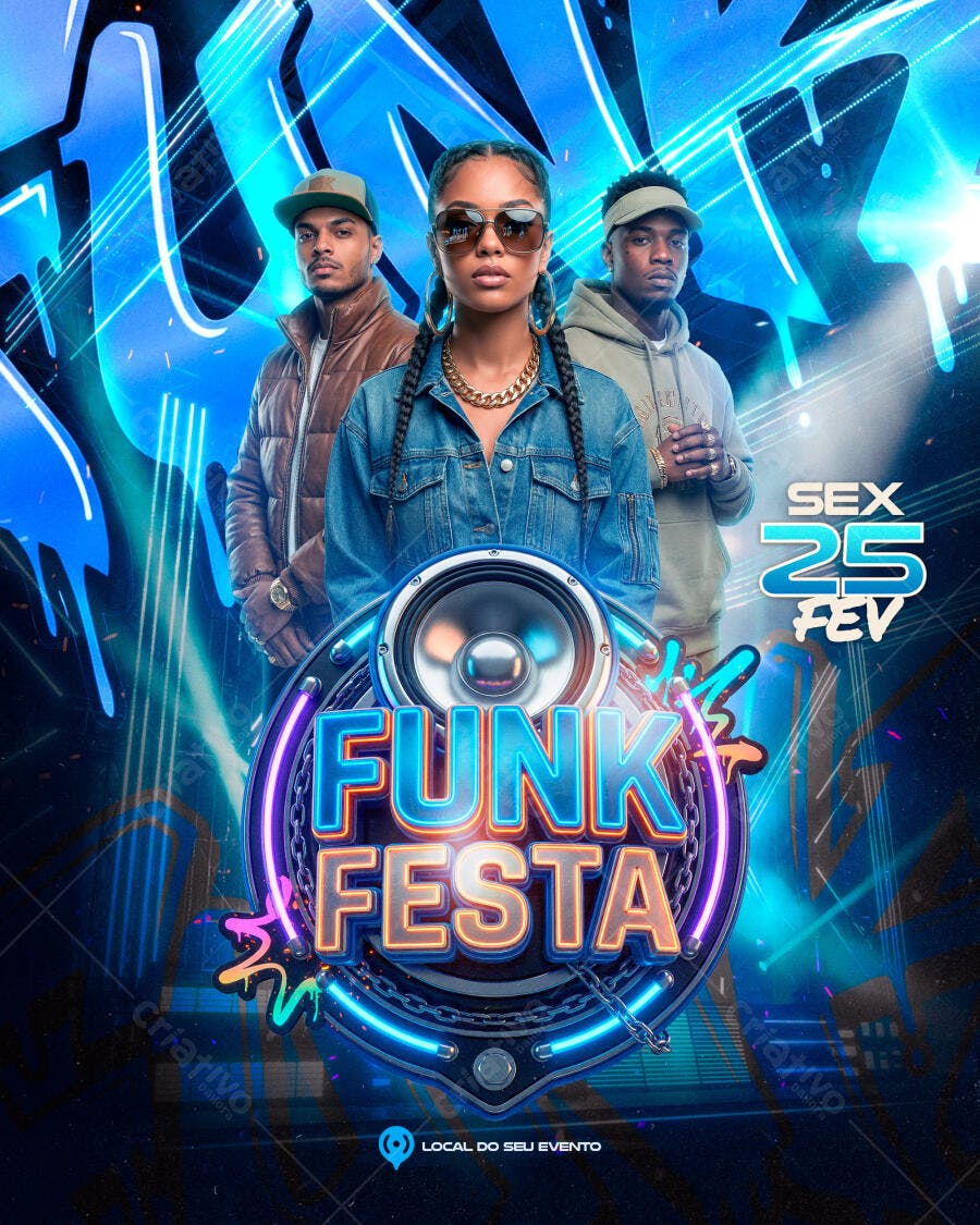 Flyer Funk Festa Fevereiro PSD Editável