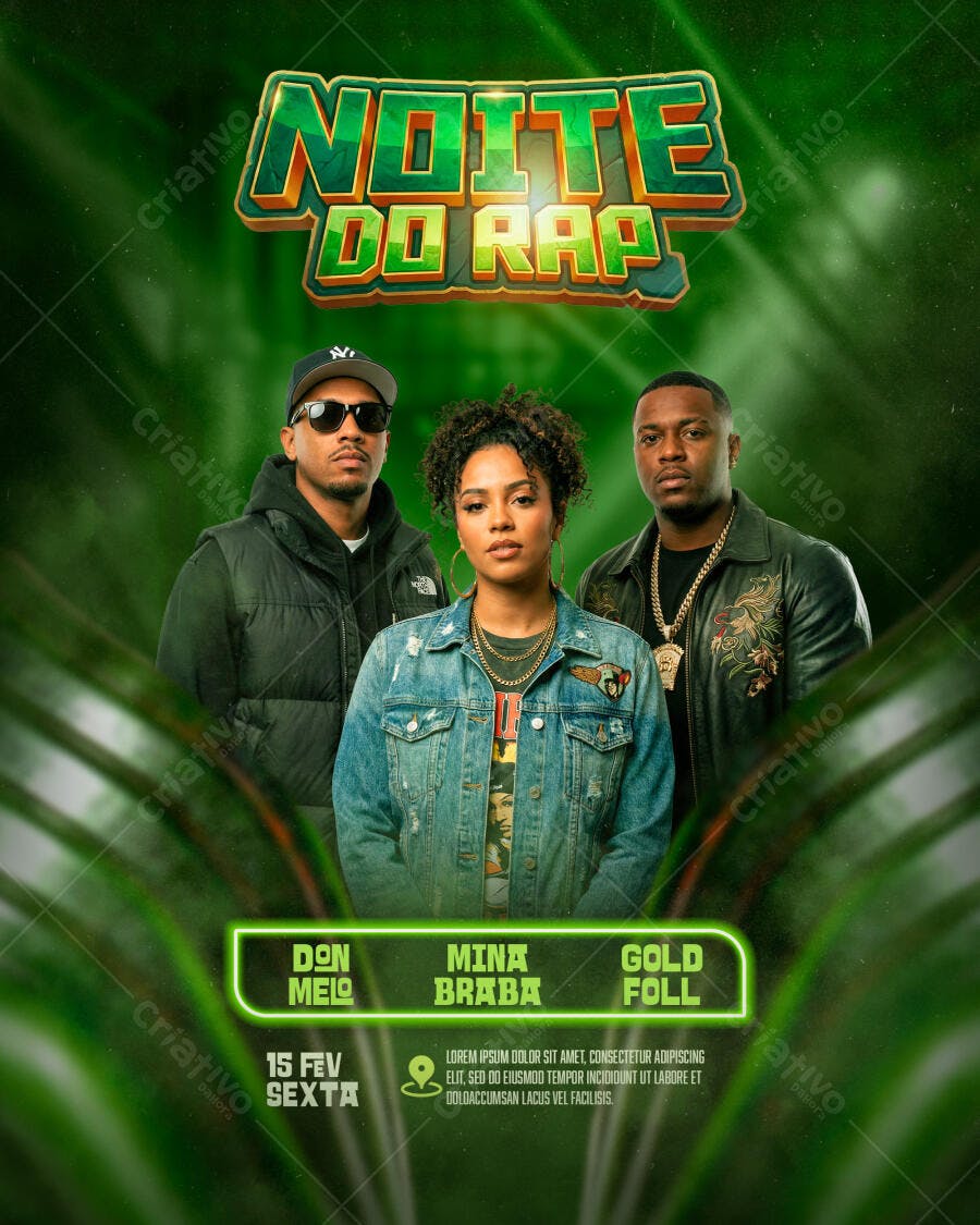 Flyer Noite do Rap Evento Musical PSD Editável