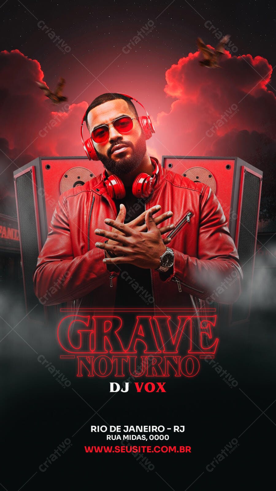 Flyer Festa Balada DJ Música Noturna PSD Editável