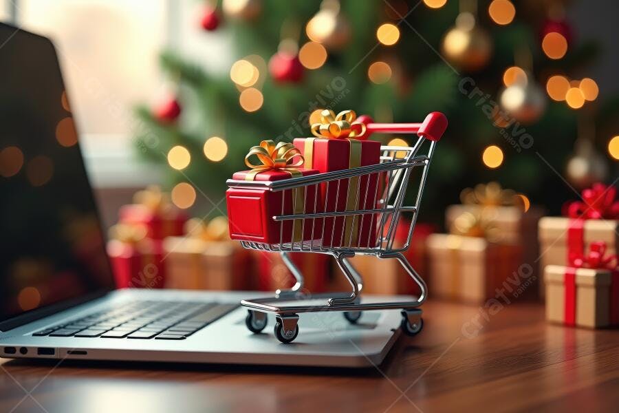 Foto Carrinho de Compras Natal Notebook E-commerce