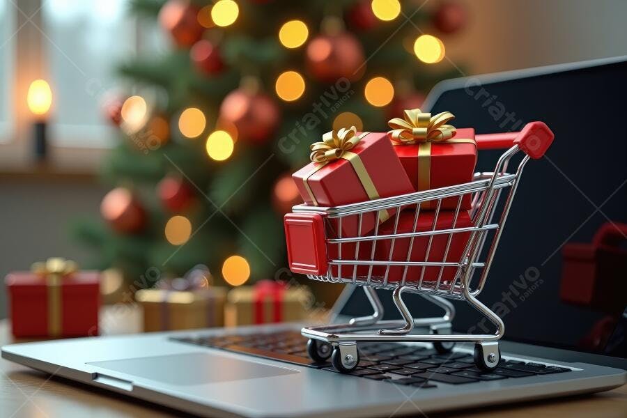 Foto Carrinho de Compras Natal Notebook Loja Online