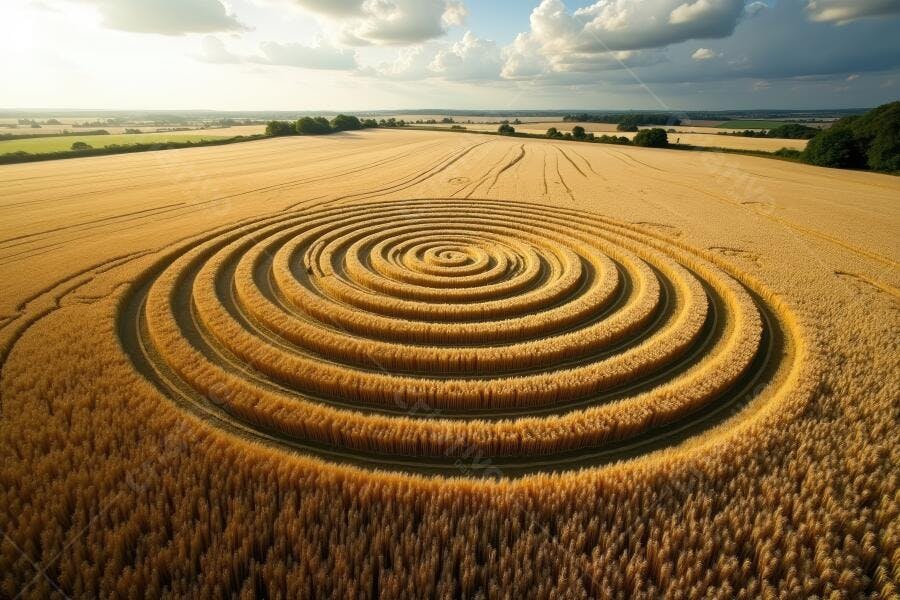 Foto Aérea Círculo na Plantação de Trigo Campo Dourado