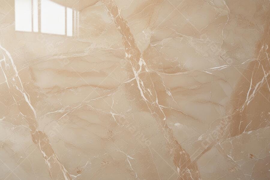Foto Textura Mármore Bege com Veios Marrons e Reflexo de Janela