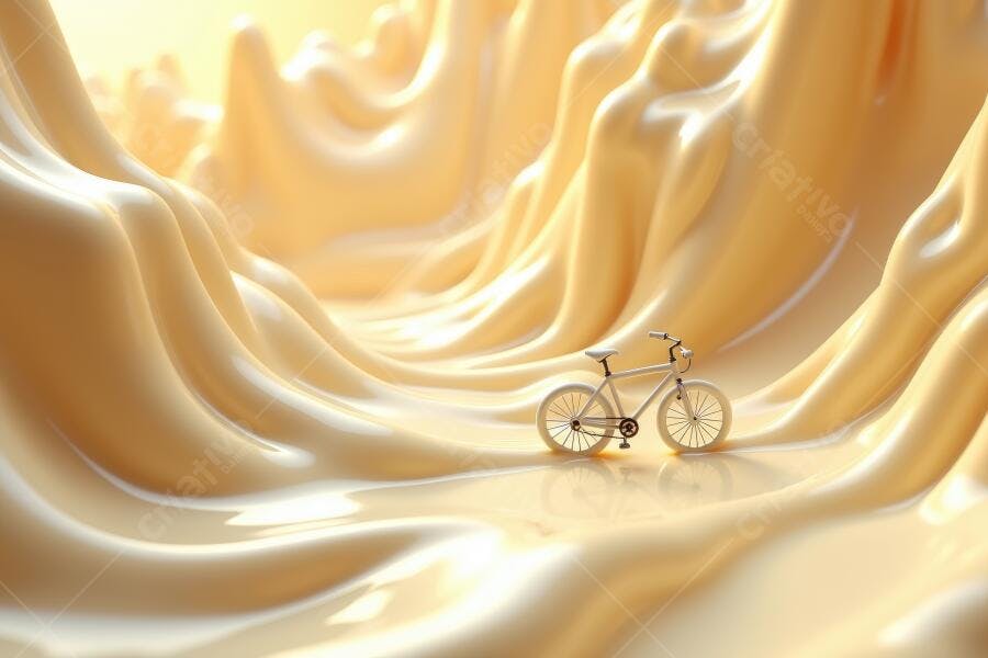 Foto Bicicleta Pequena em Paisagem Abstrata Creme Dourado