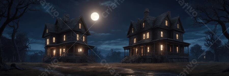 Foto Casas Assombradas Noite Lua Cheia Halloween