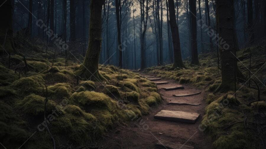 Foto Floresta Escura Misteriosa Caminho de Pedras Musgo