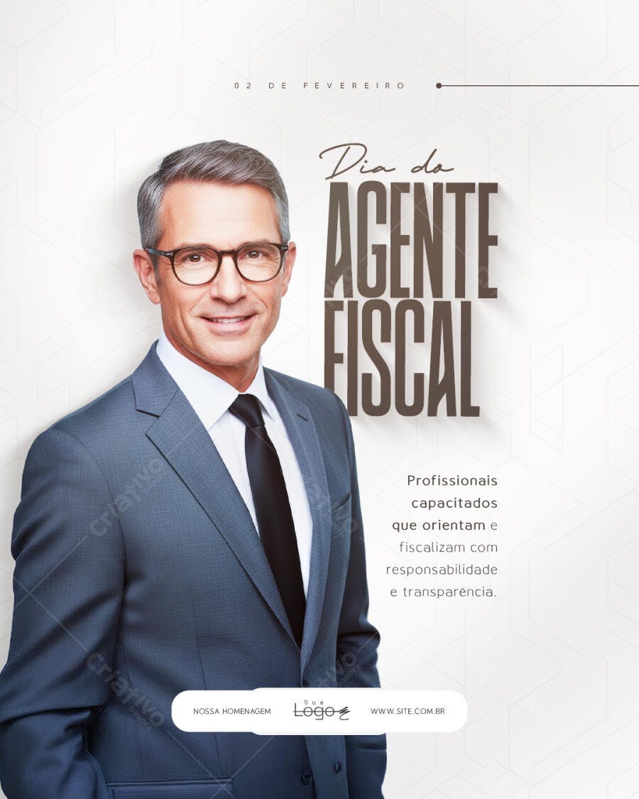 Post Instagram Dia do Agente Fiscal 21 de Fevereiro PSD Editável