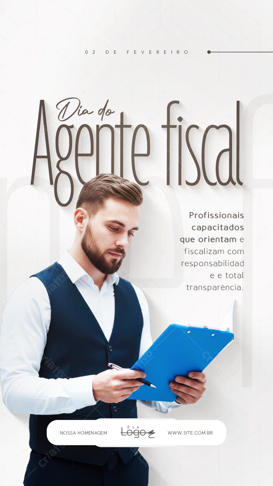 Story Instagram Dia do Agente Fiscal 2 de Fevereiro PSD Editável