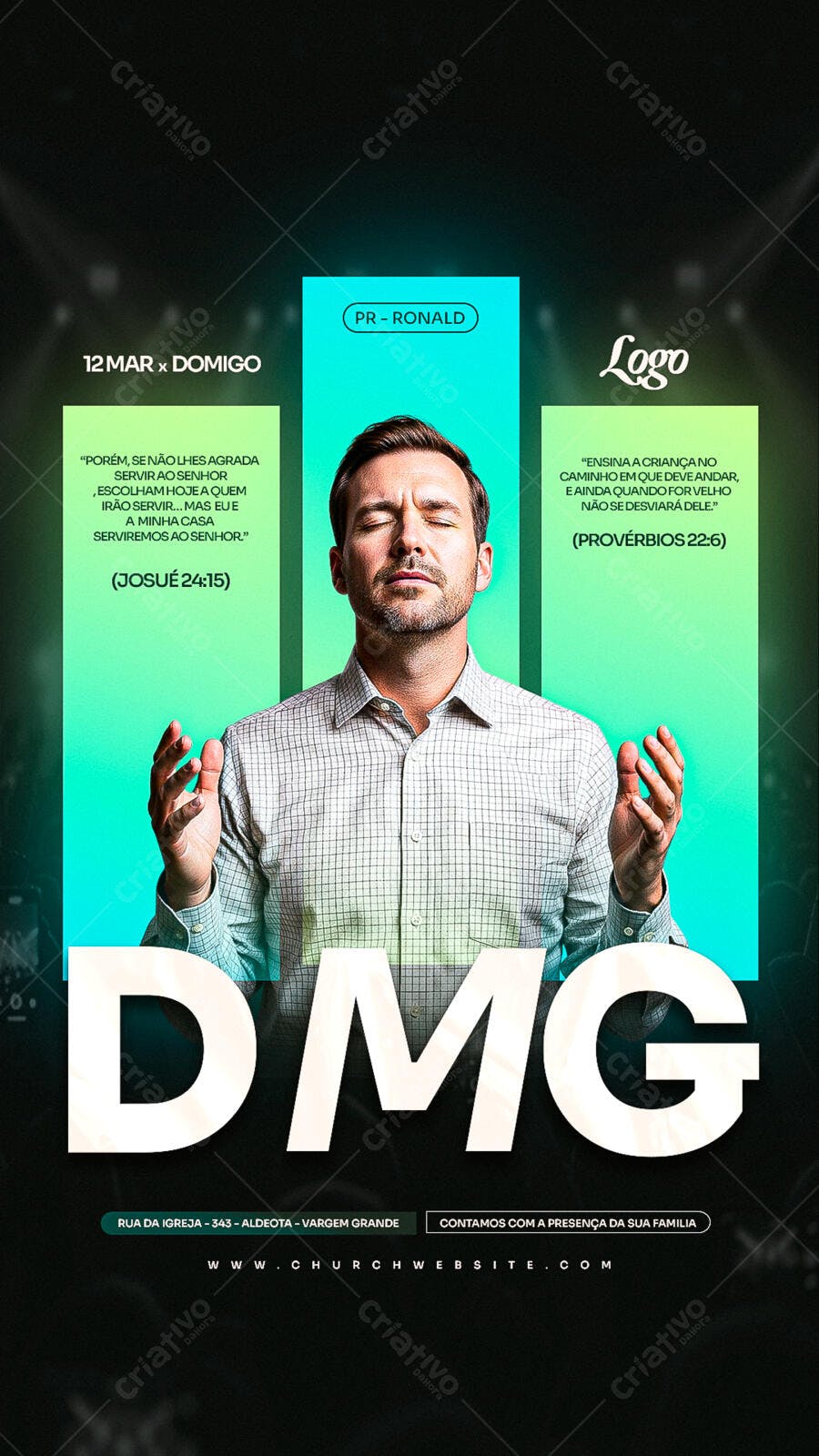 Post Instagram Igreja Culto Religioso PSD Editável