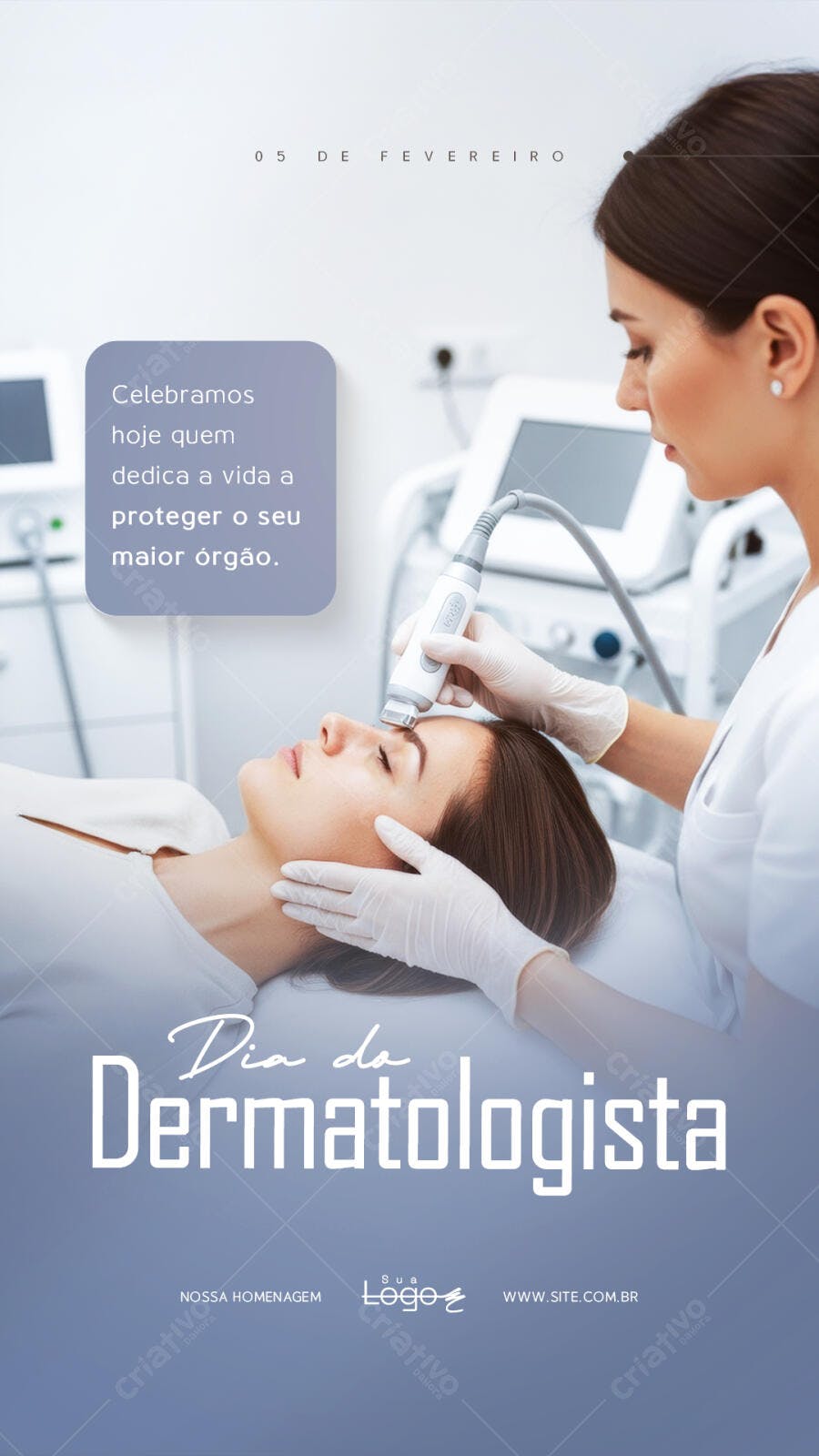 Story Dia da Dermatologista Fevereiro Clínica Estética PSD Editável