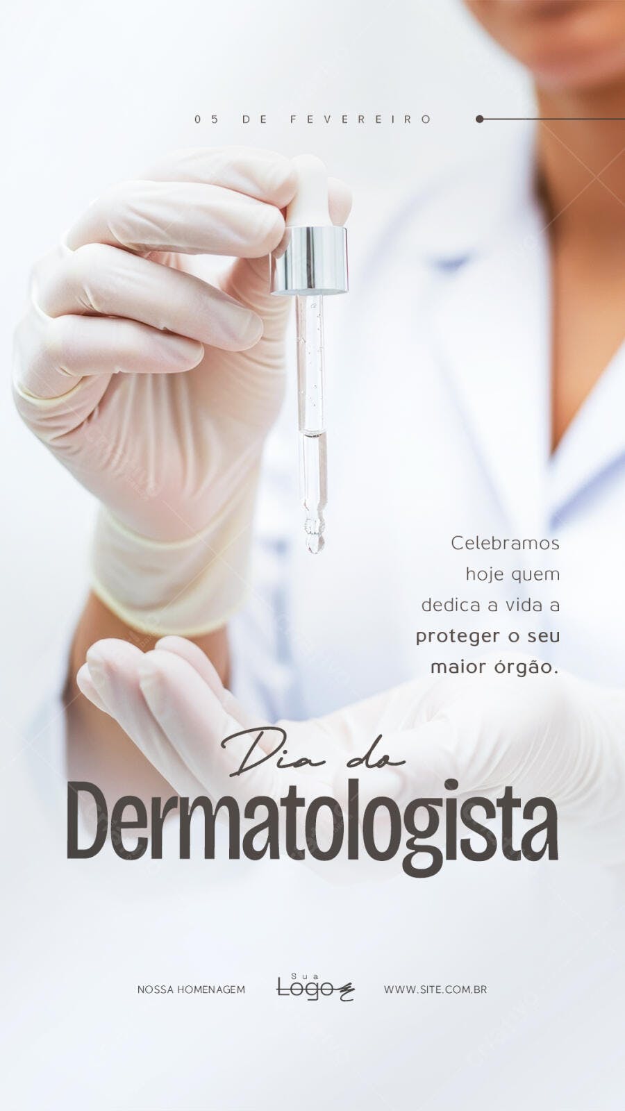 Story Dia do Dermatologista 5 de Fevereiro Clínica Estética PSD Editável