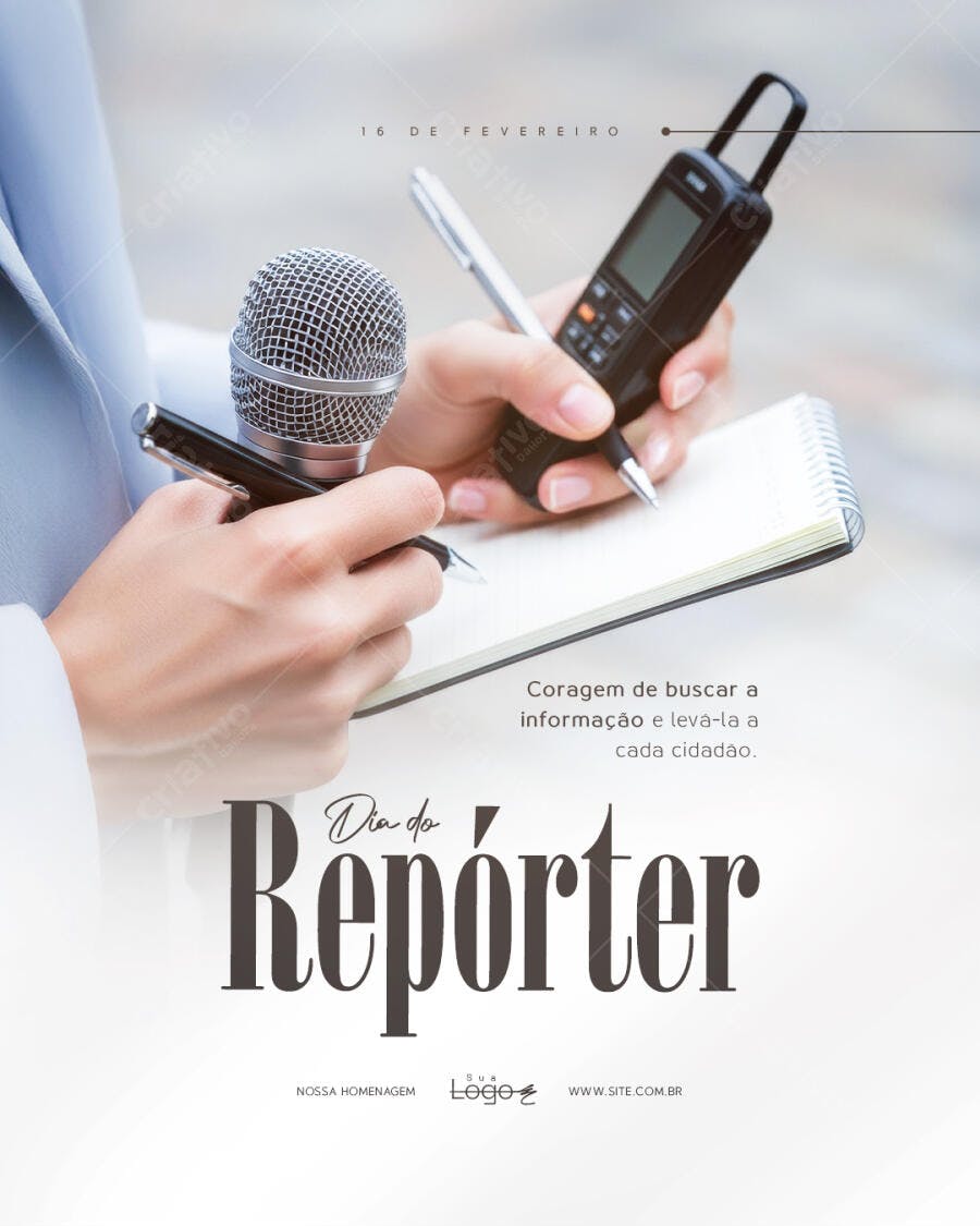 Post Instagram Dia do Repórter 16 de Fevereiro PSD Editável
