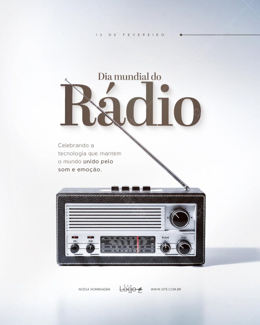 Post Dia Mundial do Rádio 13 de Fevereiro PSD Editável