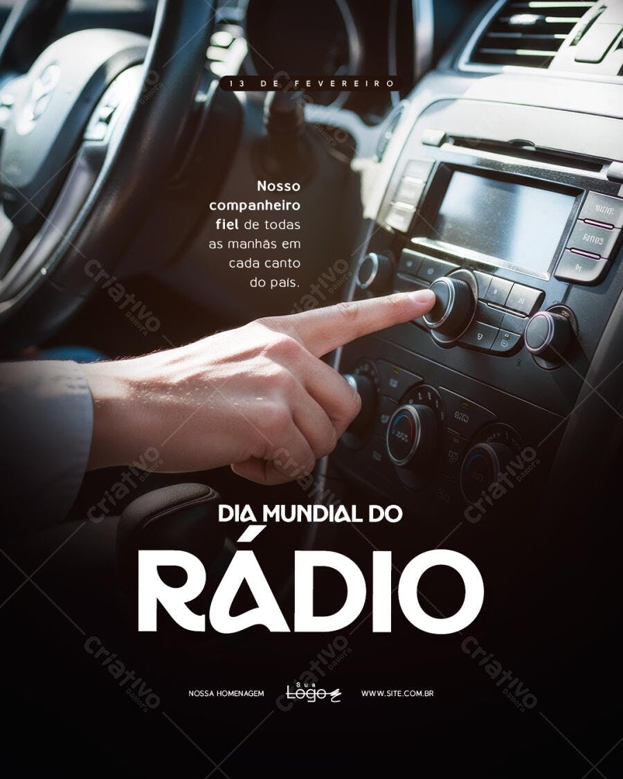 Post Dia Mundial do Rádio 13 de Fevereiro PSD Editável