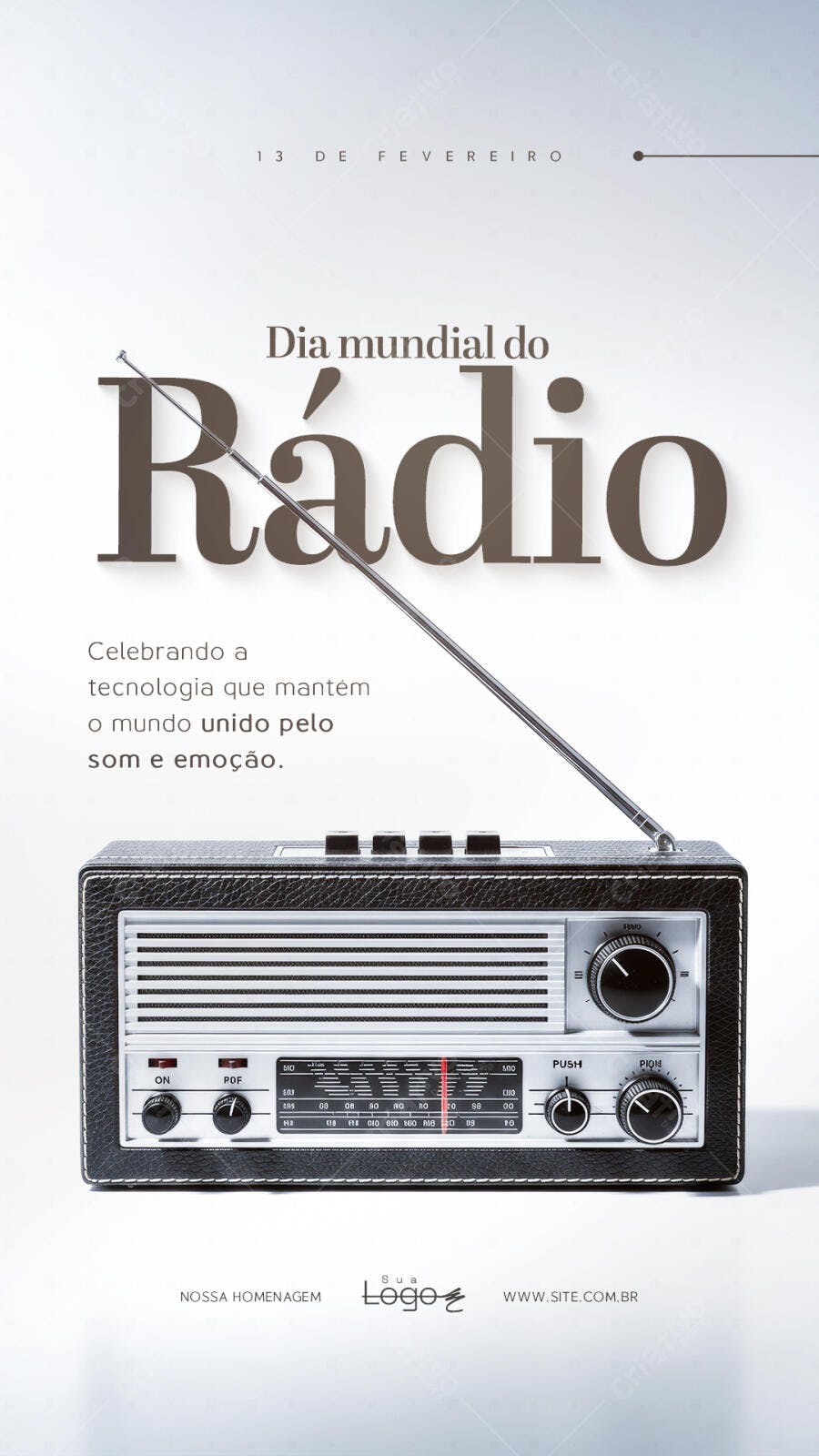 Post Instagram Dia Mundial do Rádio 13 de Fevereiro PSD Editável