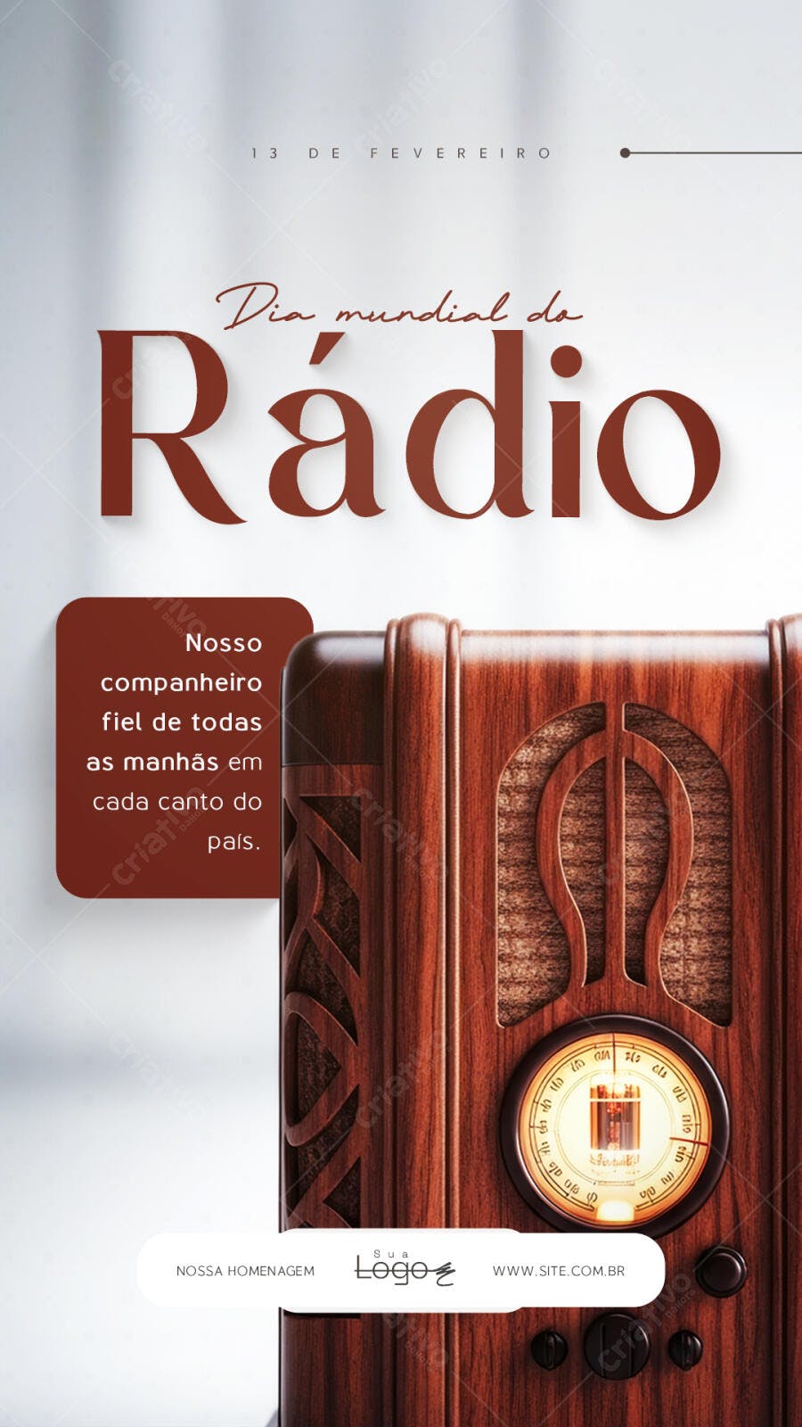 Story Instagram Dia Mundial do Rádio 13 de Fevereiro PSD Editável
