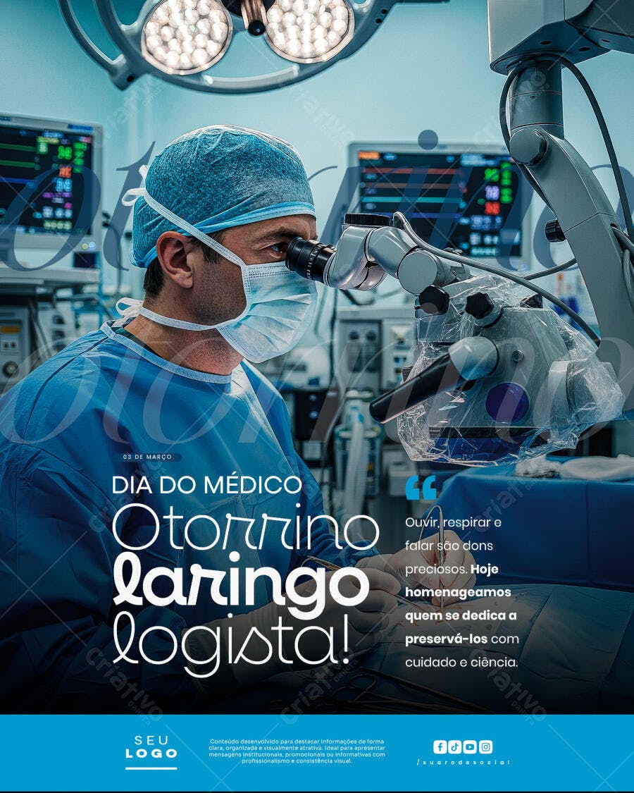 Post Instagram Dia do Médico Otorrinolaringologista PSD Editável