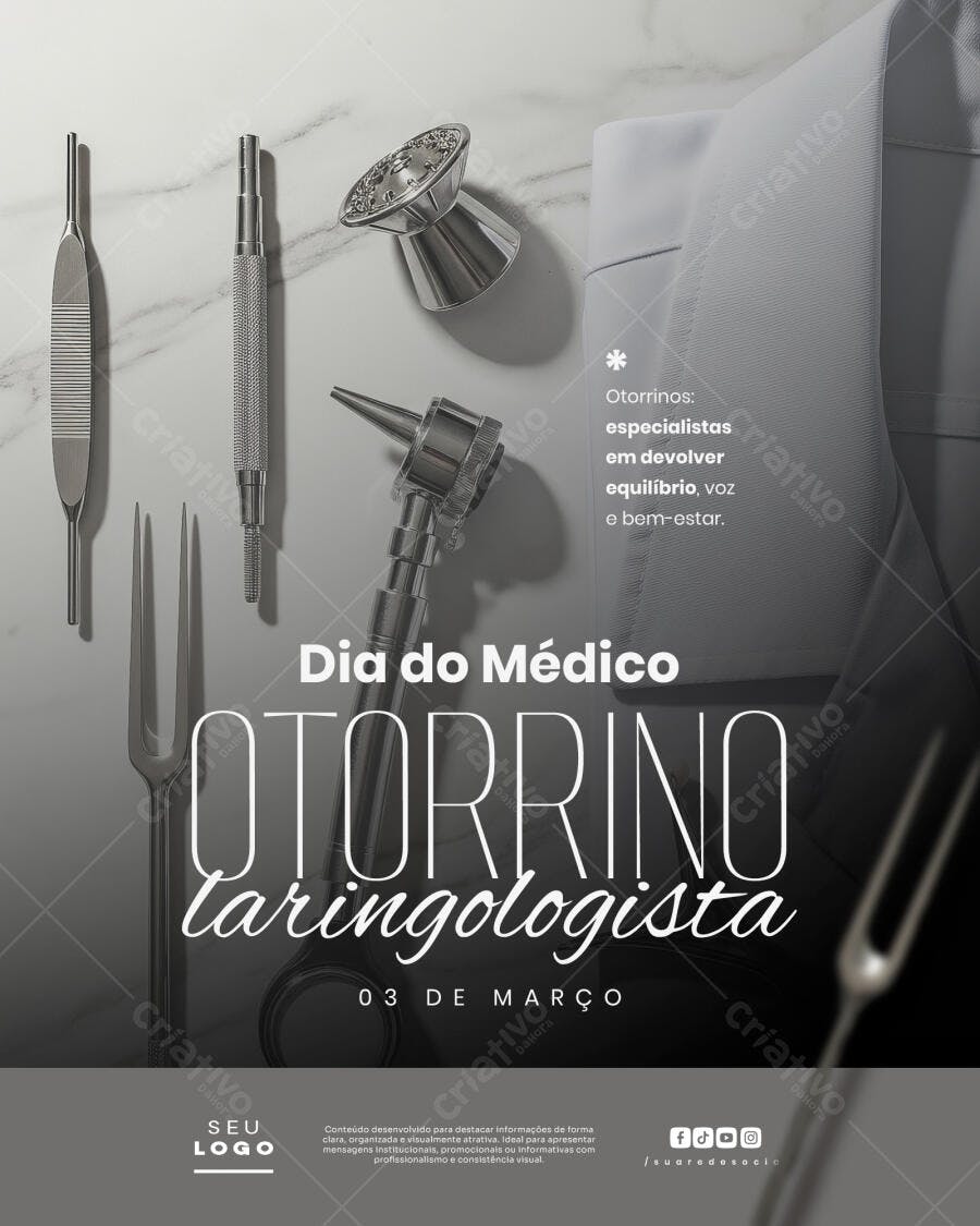 Post Dia do Médico Otorrinolaringologista PSD Editável