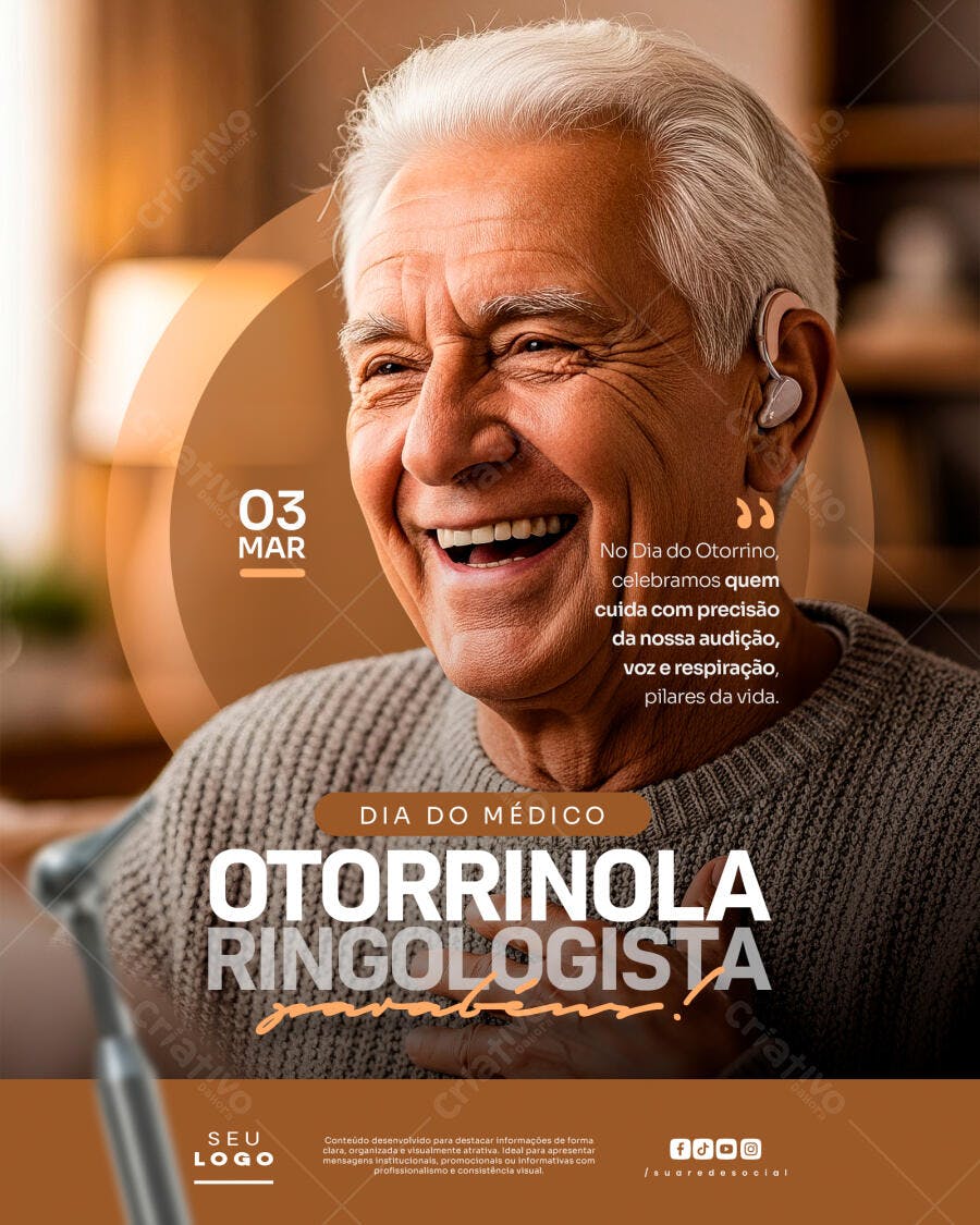 Post Instagram Dia do Otorrinolaringologista Março PSD Editável