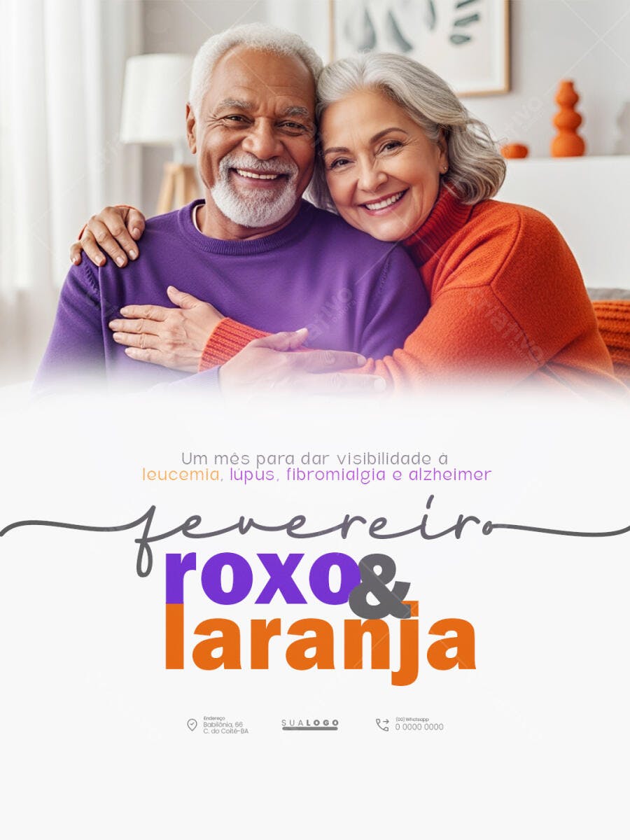 Fevereiro Roxo Laranja Campanha Conscientização PSD Editável
