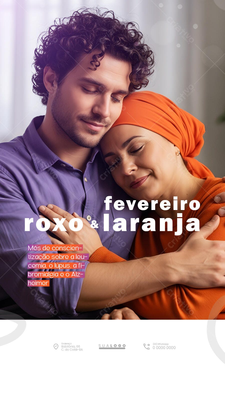 Story Fevereiro Roxo Laranja Conscientização PSD Editável