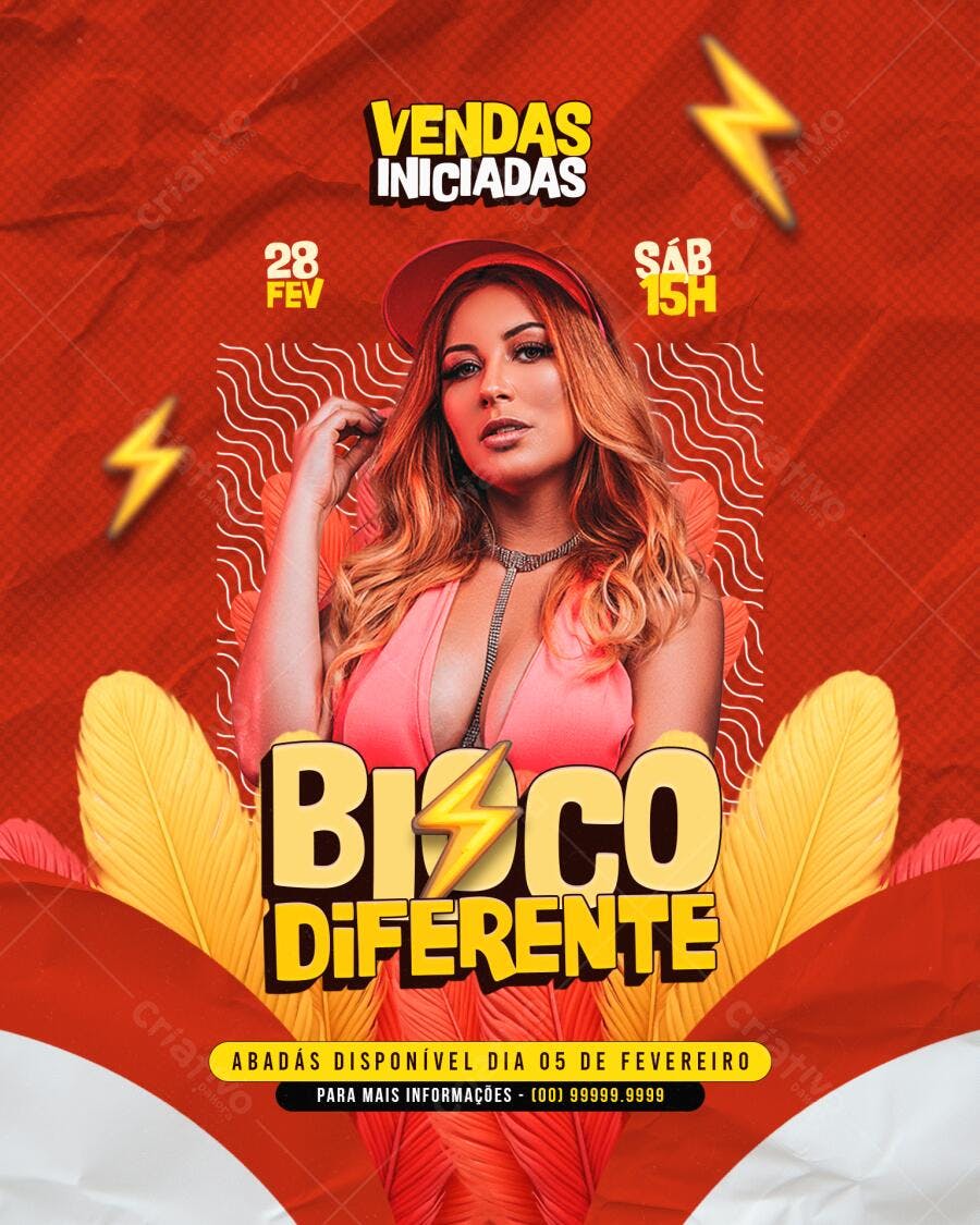 Flyer Carnaval Bloco de Rua Fevereiro PSD Editável