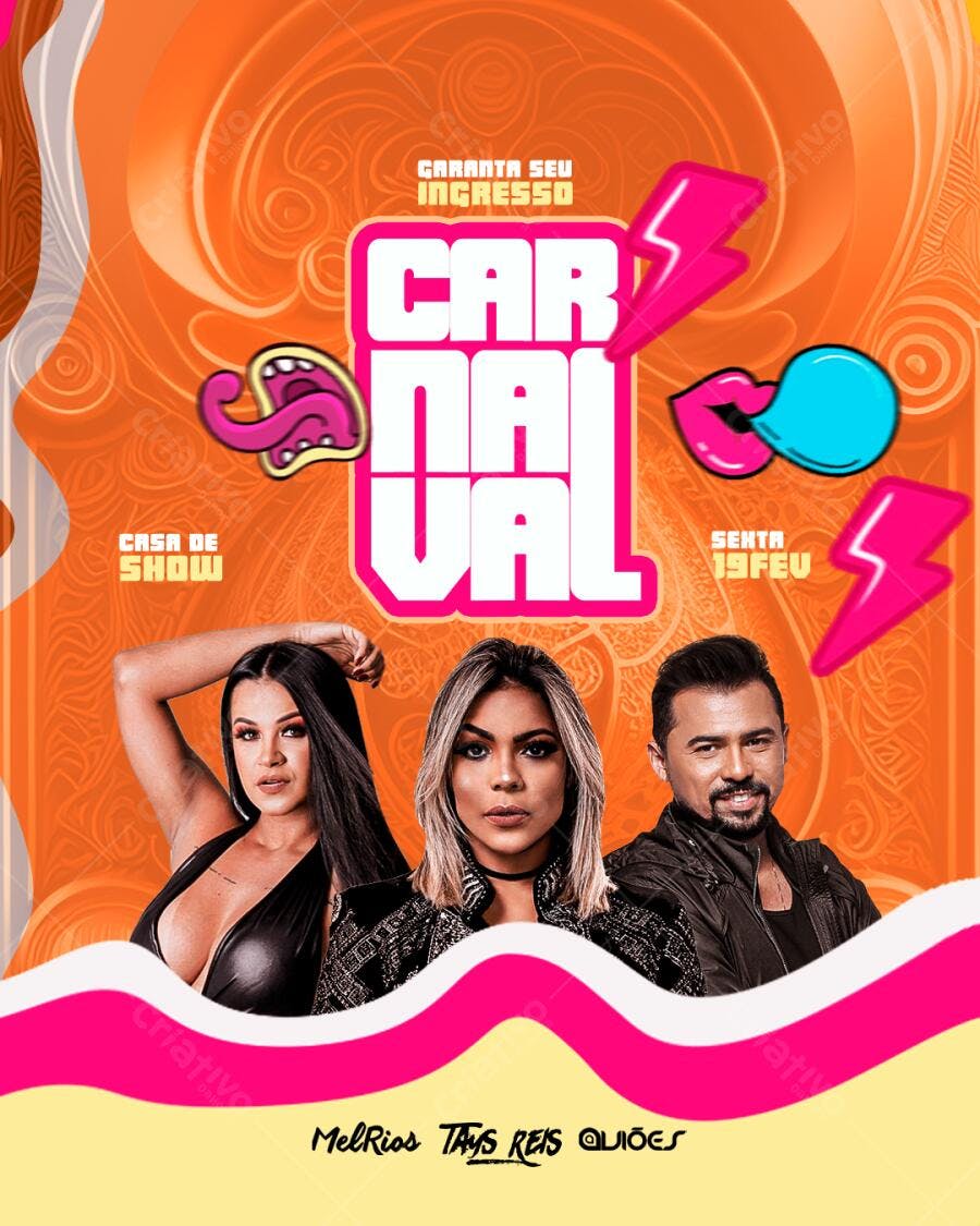 Flyer Carnaval Fevereiro Festa Balada PSD Editável