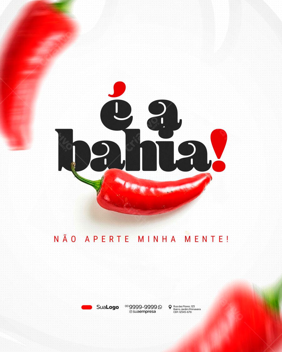 Post Instagram Comida Baiana Pimenta PSD Editável