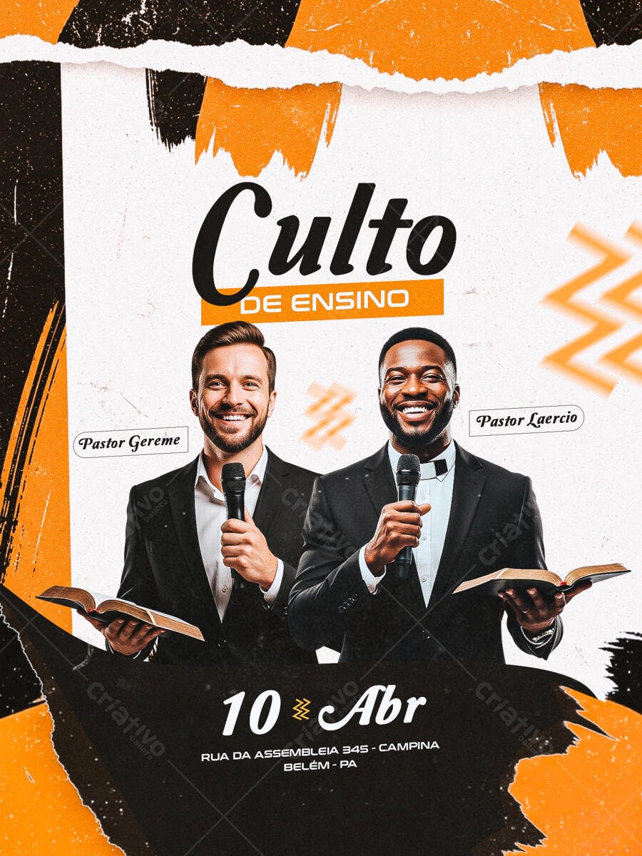 Flyer Culto de Ensino Igreja Evangélica PSD Editável