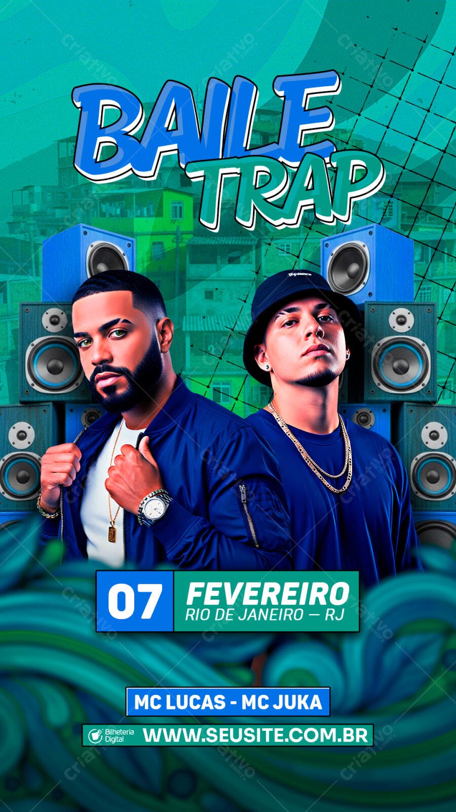 Flyer Baile Trap Fevereiro Evento PSD Editável