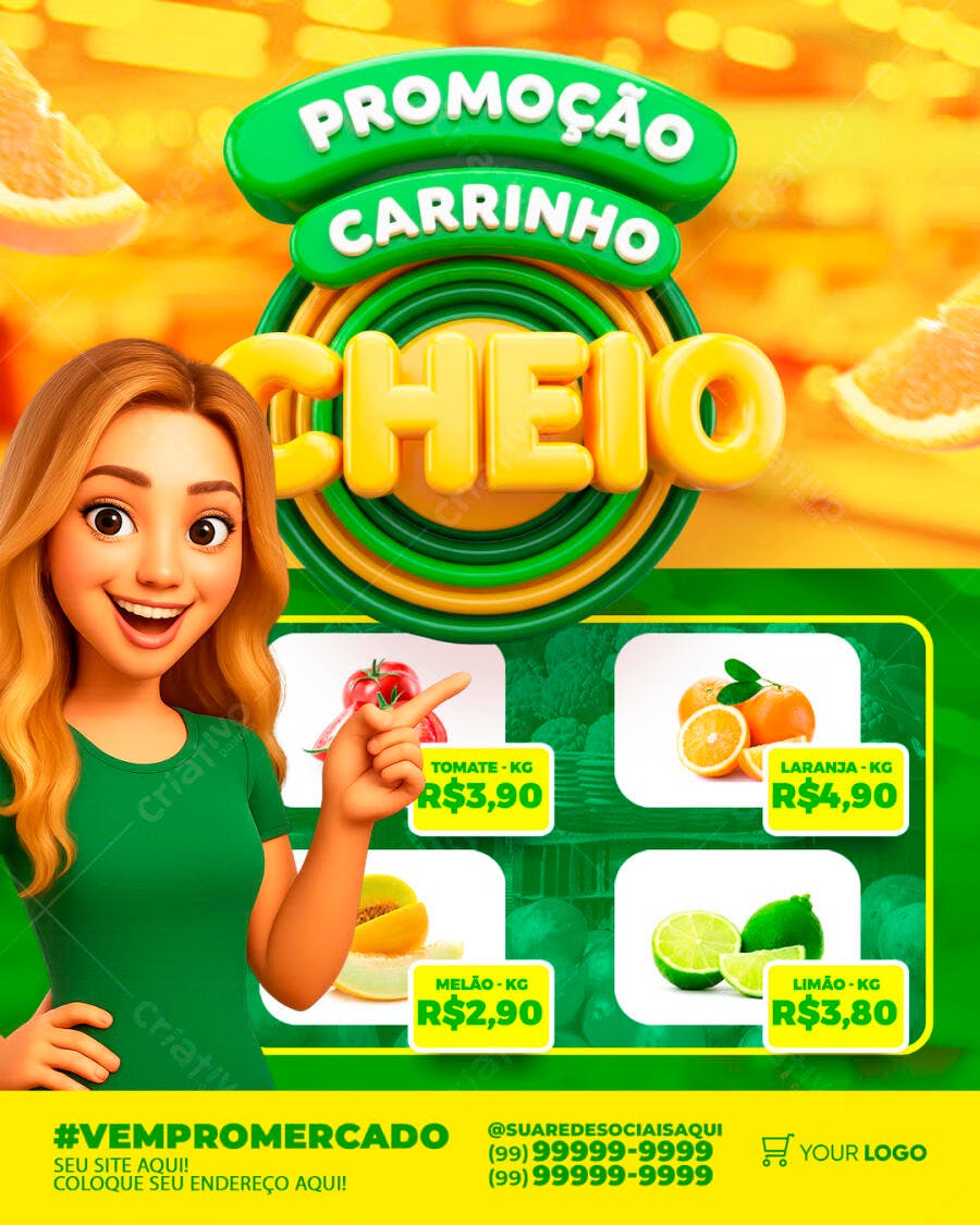 Flyer Supermercado Hortifruti Promoção PSD Editável
