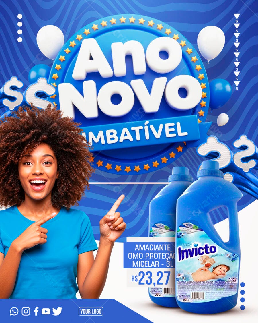 Post Ano Novo Imbatível Supermercado PSD Editável