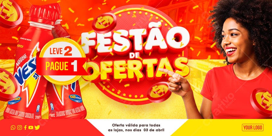 Banner Festão de Ofertas Promoção Bebidas PSD Editável
