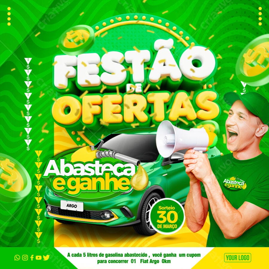 Post Instagram Festão de Ofertas Posto Gasolina PSD